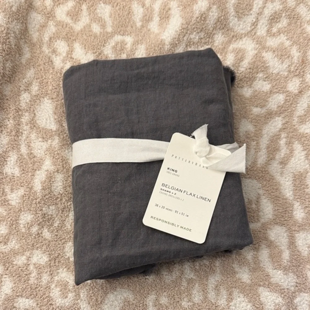 Pottery Barn King Belgian Flax Linen Shams - Set of 2